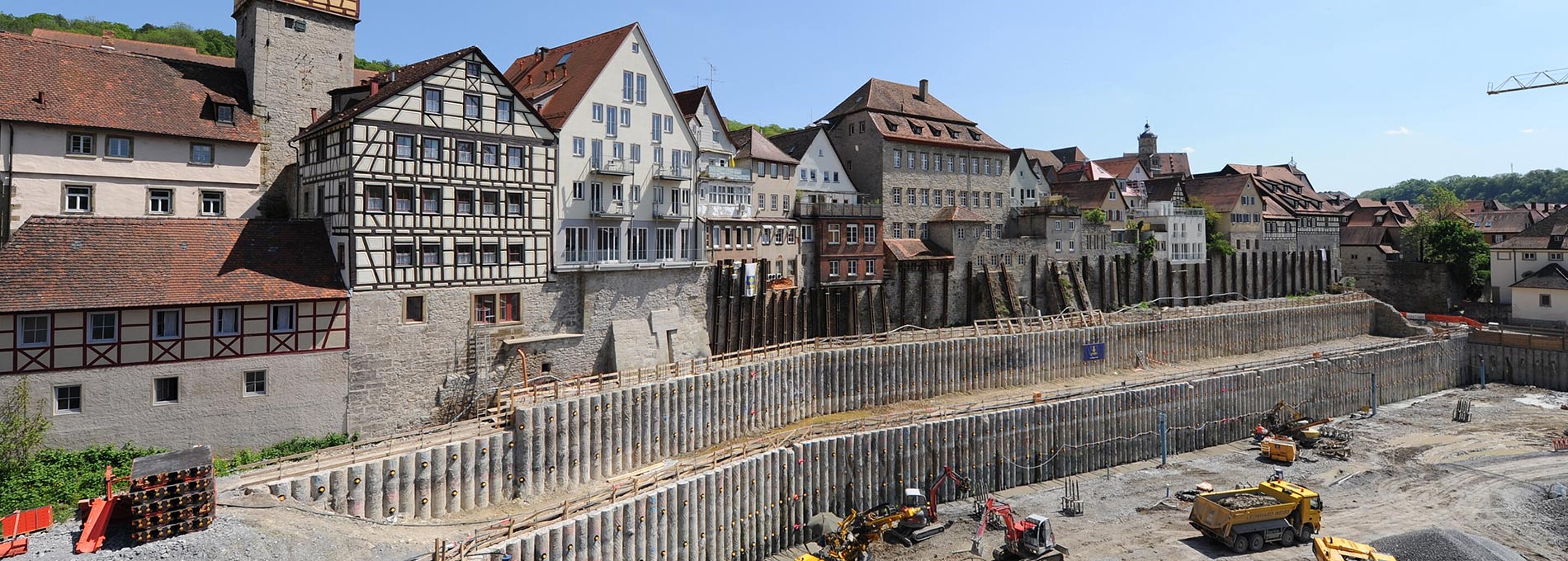 Bohrpfahlwand Kocherquartier Schwäbisch-Hall